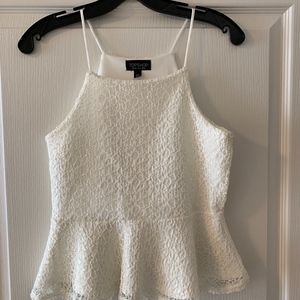 Topshop White Lace Peplum Tank
